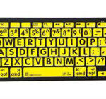Logic Keyboard Bluetooth Mini for iPad or Mac (Black on Yellow Large Print)